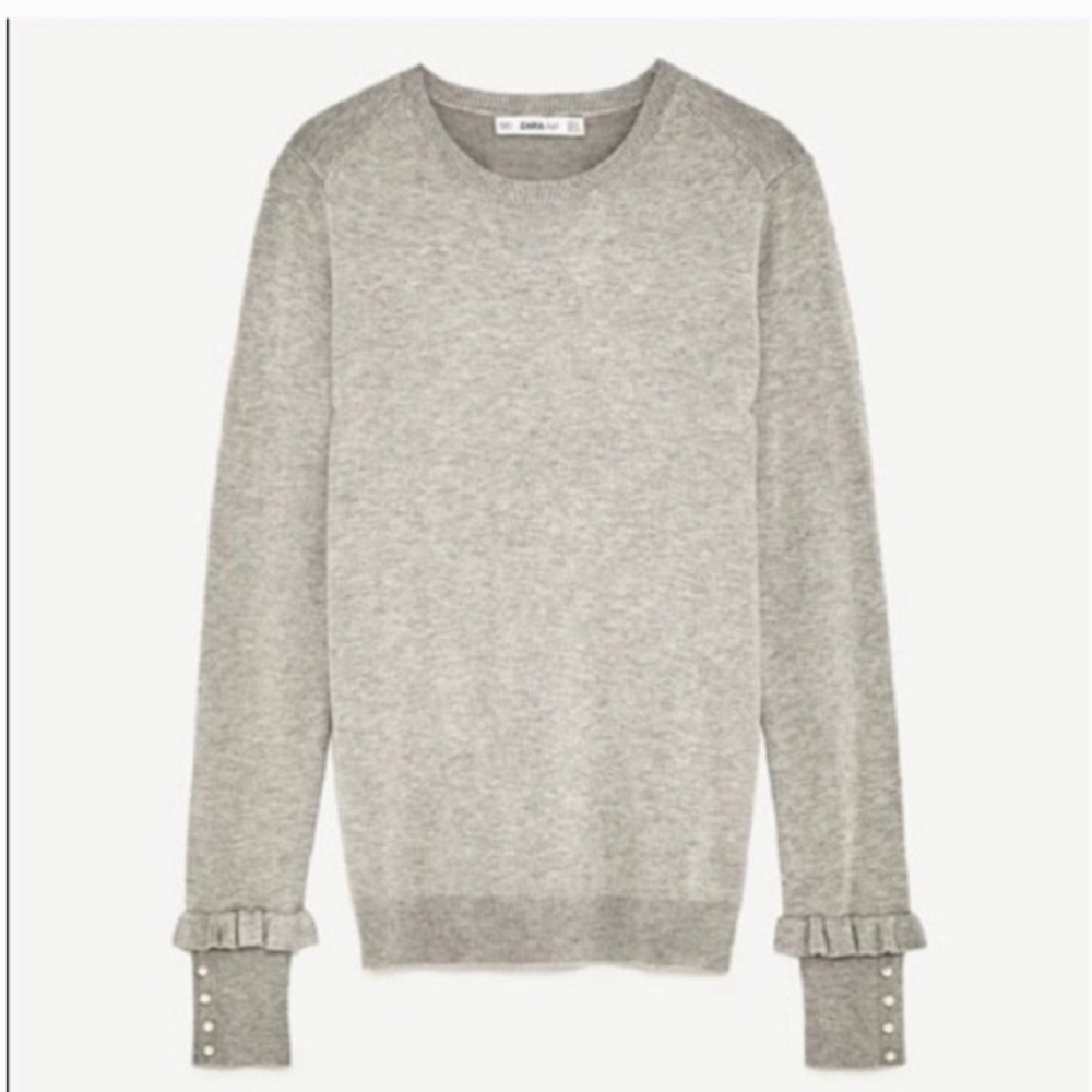 Zara knit frill ruffle sleeve sweater